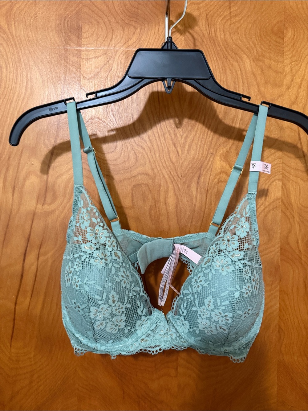Victoria's Secret Love cloud Demi lightly lined lace bra green 38c nwt green